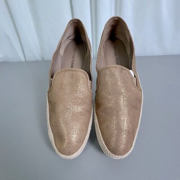 DONALD J PLINER WOMENS LOAFERS BROWN WITH GOLD GLITTER SIZE 11M - Picture 2 of 10